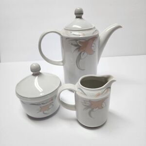 Vintage Kahla Peach Lily Demitasse 4 Piece Tea Set